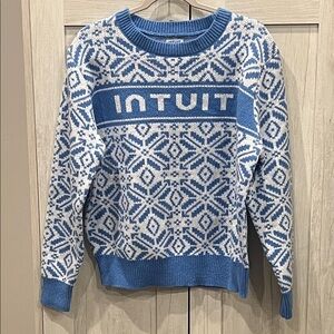 Blue and White Patterned Women's Ugly Christmas Sweater